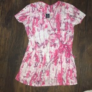 Pink/ grey Barco scrub top